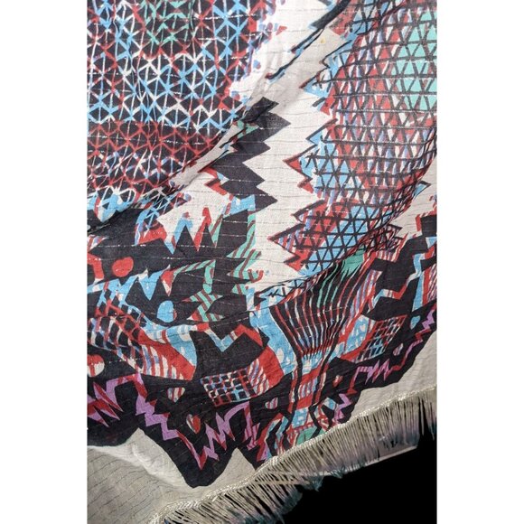 Topshop Southwestern Abstract Rainbow Ombre Fringe Scarf - Picture 3 of 12